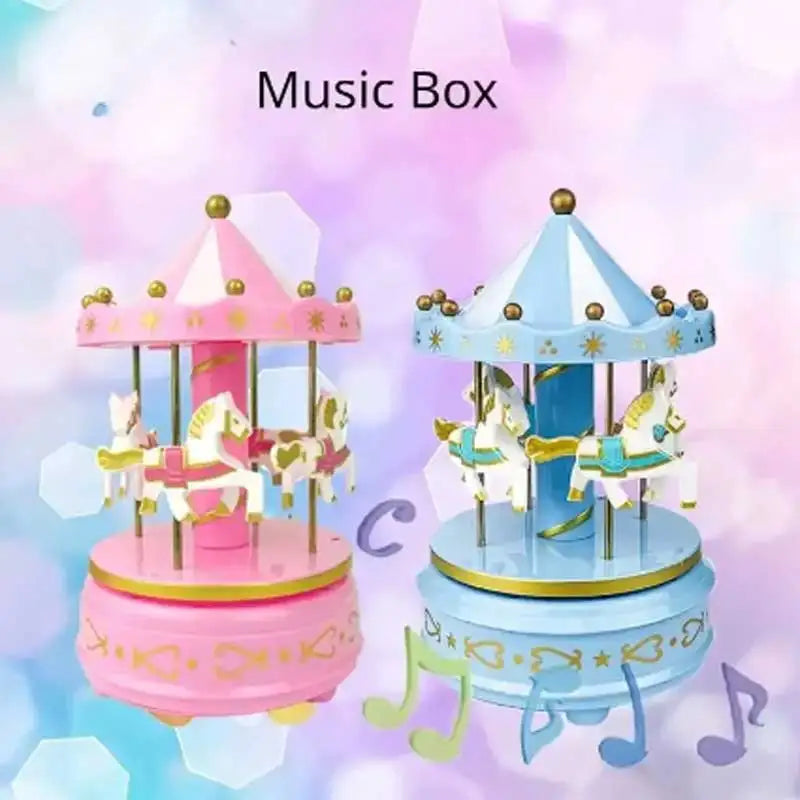 Luxury Carousel Music Box: Handcrafted Romantic Gift with Rotating Horses and Elegant Design