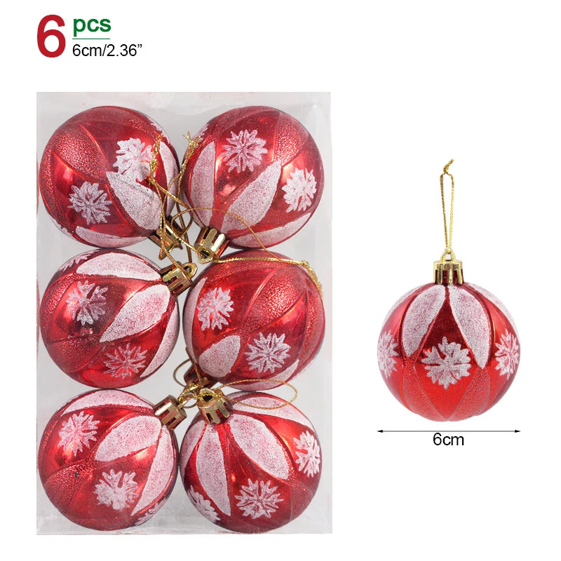 6PCS 6cm Christmas Ball Ornaments: Festive Hanging Pendants for Tree &amp; Home Décor 2024