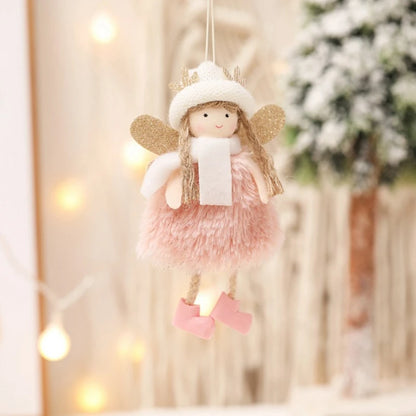 Christmas Angel Girl Doll Ornament – Plush Hanging Pendant for Tree & Holiday Décor