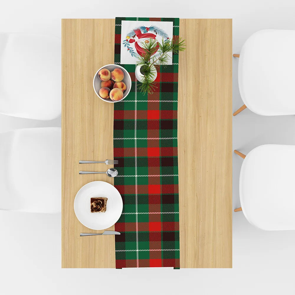 Festive Christmas Table Flag: Linen Print Snowman & Santa Design for Holiday Decor, Durable Polyester Table Mat