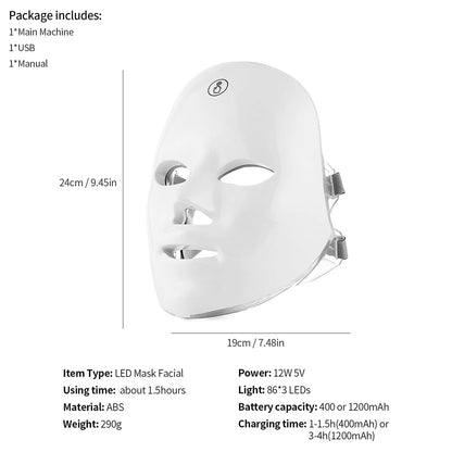 GlowUK™ 7 Colours Photon Facial LED Mask – Non-Invasive Light Therapy for Skin Care