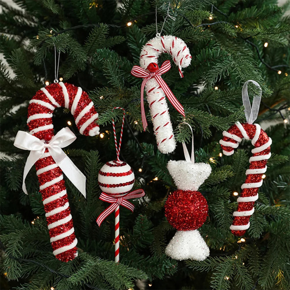 Christmas Lollipop & Candy Cane Pendant Set: Festive Hanging Ball Ornaments for Xmas Tree Décor 1