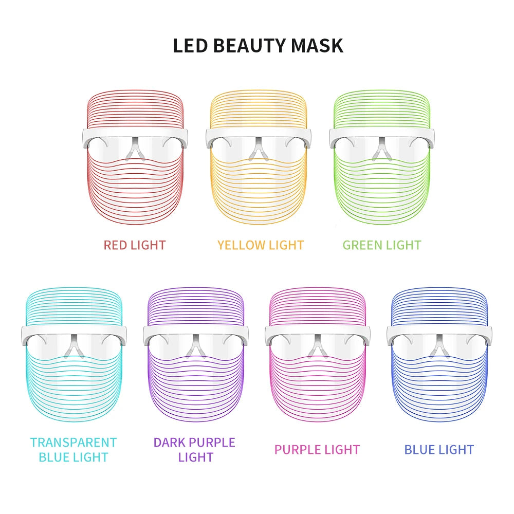 7 Colour LED Face Masks Facial Mask With Led Light Therapy Red Light Wrinkle Rejuvenation Phototherapy Beauty Devices