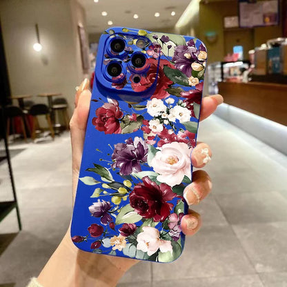 Flower Pattern Soft Silicone Phone Case for iPhone 15, 14, 13, 12, 11 Pro Max – Matte Protective Case for iPhone XS Max, XR, X, 14 Plus