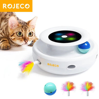 2-in-1 Smart Interactive Cat & Dog Toy – Automatic Feather Ball Set with 5 Play Modes