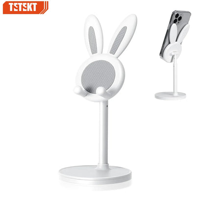 Cartoon Bunny Desktop Phone Holder – Adjustable Telescopic Lifting Stand for Smartphones & Tablets – Fun, Portable Bracket for Hands-Free Viewing