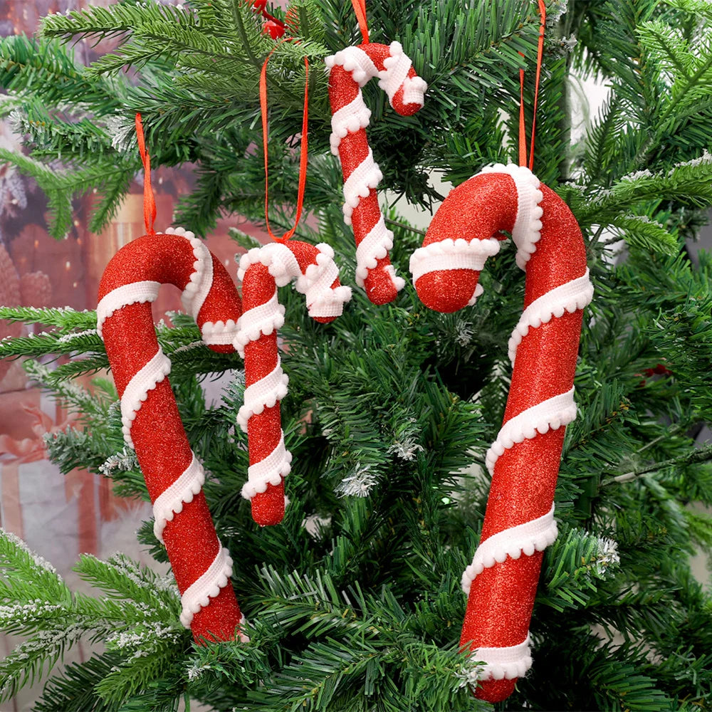 Christmas Candy Cane Hanging Ornaments – Red & White Lollipop Pendants for Tree Decor & Holiday Cheer 1