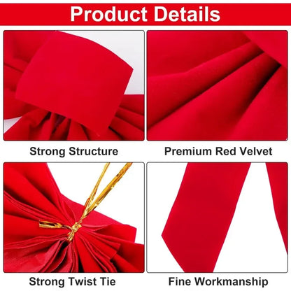 Big Bowknot Red Ribbon Christmas Tree Topper: Elegant Red Bow for Tree, Door, or Party Décor