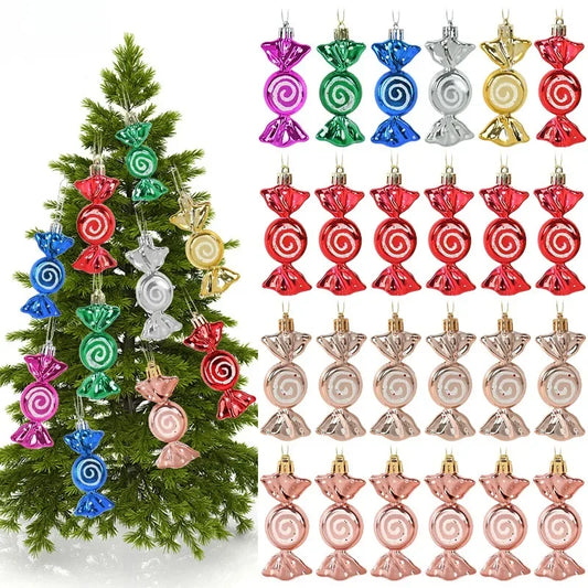 6pcs Christmas Candy Pendant Colorful Candy Props Christmas Tree Decor Lollipops Wedding Decorations Children's New Year Gifts