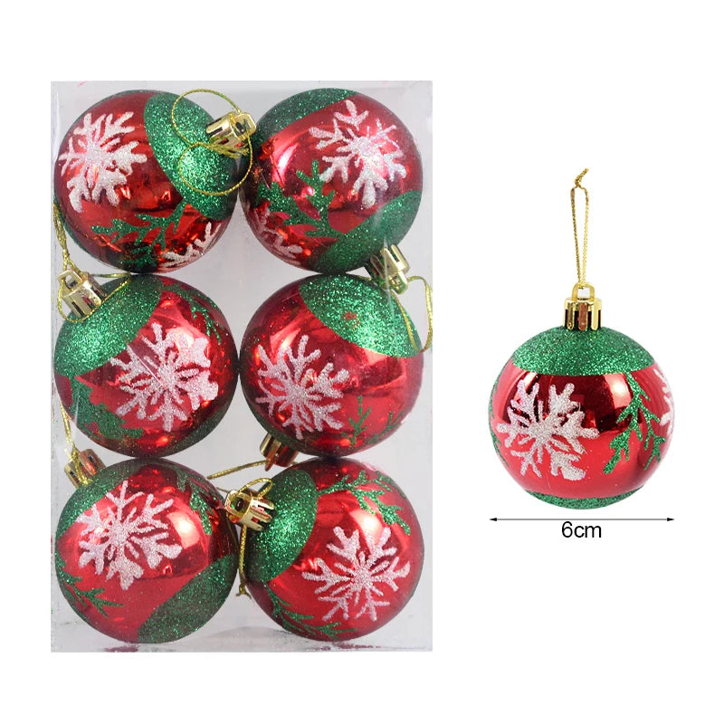 6PCS 6cm Christmas Ball Ornaments: Festive Hanging Pendants for Tree &amp; Home Décor 2024