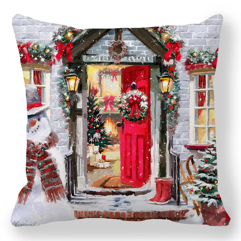 Christmas Ball & Animal Print Pillowcase Cushion Cover – 45x45cm Festive Home Decor for Bedroom & Living Room