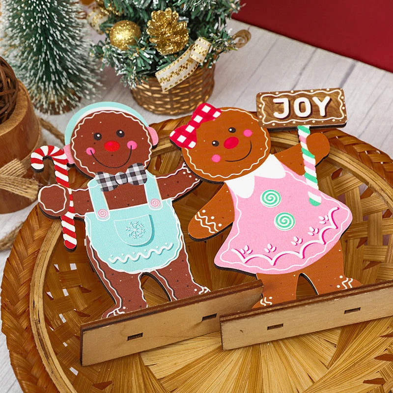 Christmas Gingerbread Man Wooden Decoration: Festive Xmas Cookie Ornament for Home & New Year Gifts