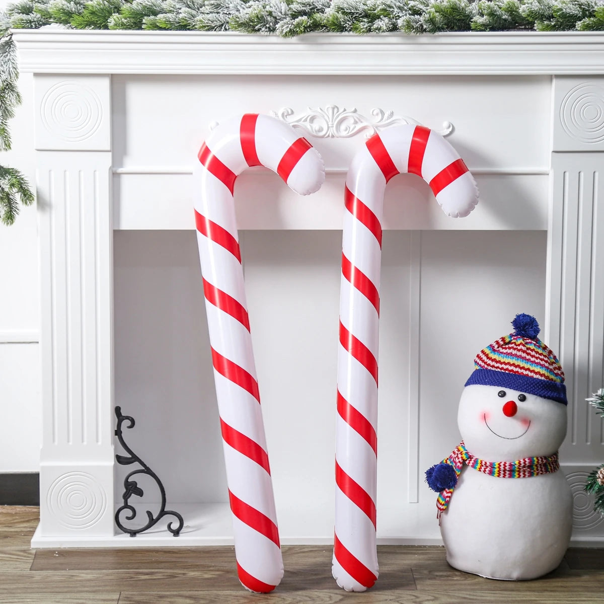 Inflatable Christmas Candy Cane Stick Balloons – Fun Merry Christmas Decorations for Home & New Year 2025