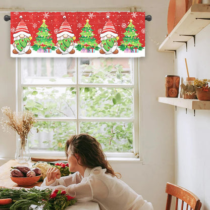 Christmas Tree Short Curtains: Snowman & Holiday Backdrop, Festive Home Decorations for Christmas 2024 & New Year 2025