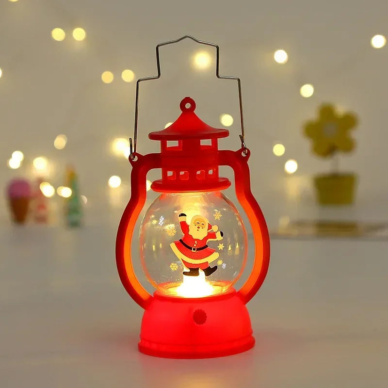 Christmas Lantern LED Lighted Snowman Lamp with Santa Claus – Decorative Hanging Lantern & Snow Globe for Children’s Gifts