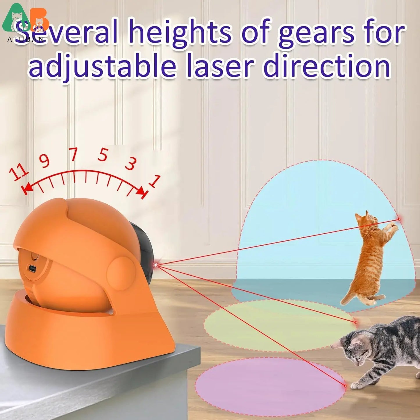 Automatic Cat Laser Toy – Interactive Rechargeable Pet Toy with Motion Sensor & Adjustable Angles