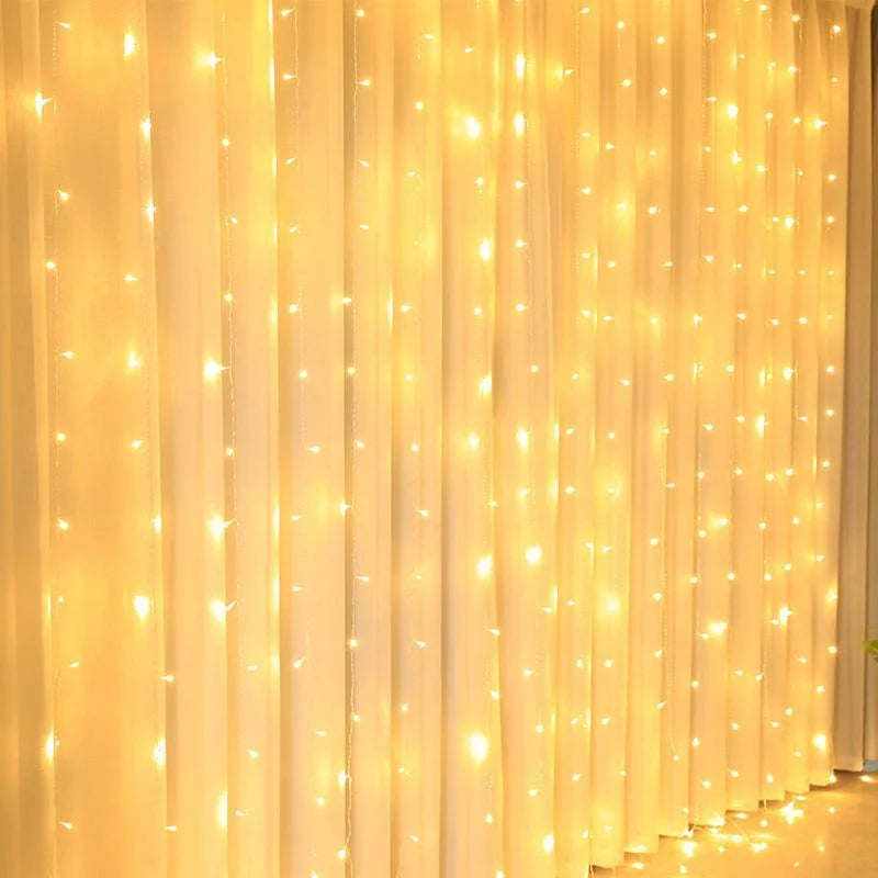 3M/4M/6M Curtain LED String Lights – Remote Control Fairy Garland Lights for Christmas, Weddings, and Home Decor