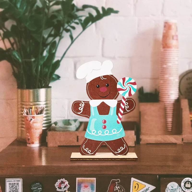 Christmas Gingerbread Man Wooden Decoration: Festive Xmas Cookie Ornament for Home & New Year Gifts