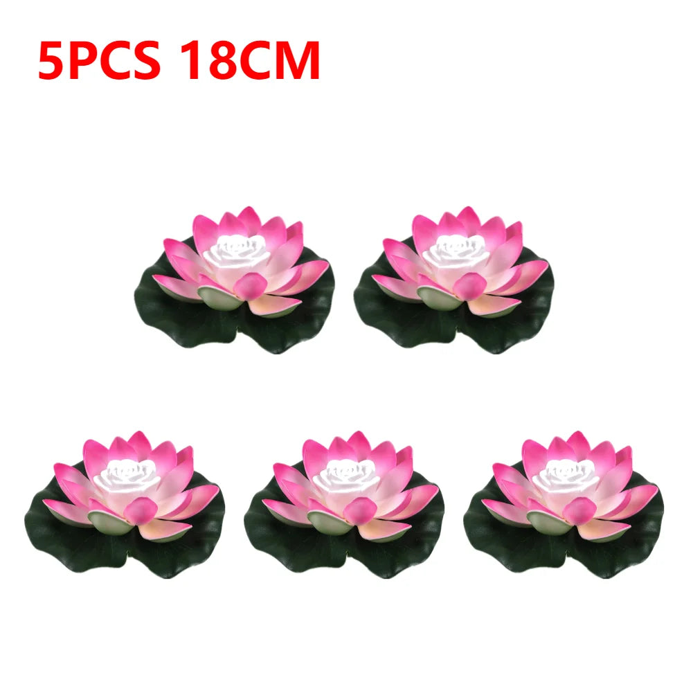 20-1Pcs Energy Saving Solar Powered Lamp Night Light LED 18cm Artifical Floating Lotus Garden Pool Pond Fountain Decoration