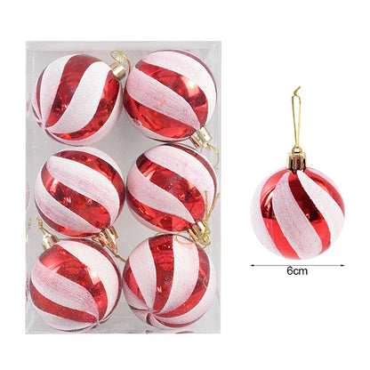 6PCS 6cm Christmas Ball Ornaments: Festive Hanging Pendants for Tree &amp; Home Décor 2024