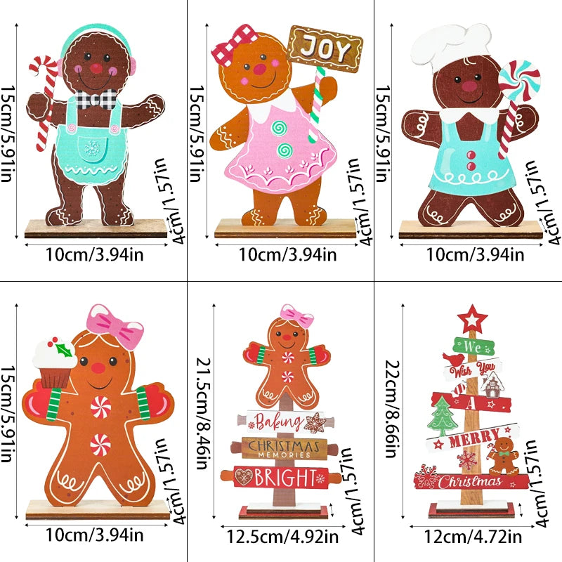 Christmas Gingerbread Man Wooden Decoration: Festive Xmas Cookie Ornament for Home & New Year Gifts