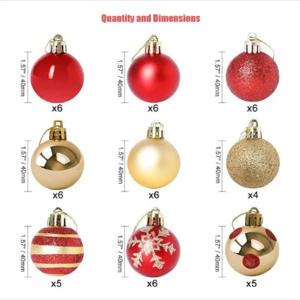 4cm 50pcs Gold Christmas Decorations 2024 New Decoration Christmas Balls for Tree Red Red Balloons Party Supplies