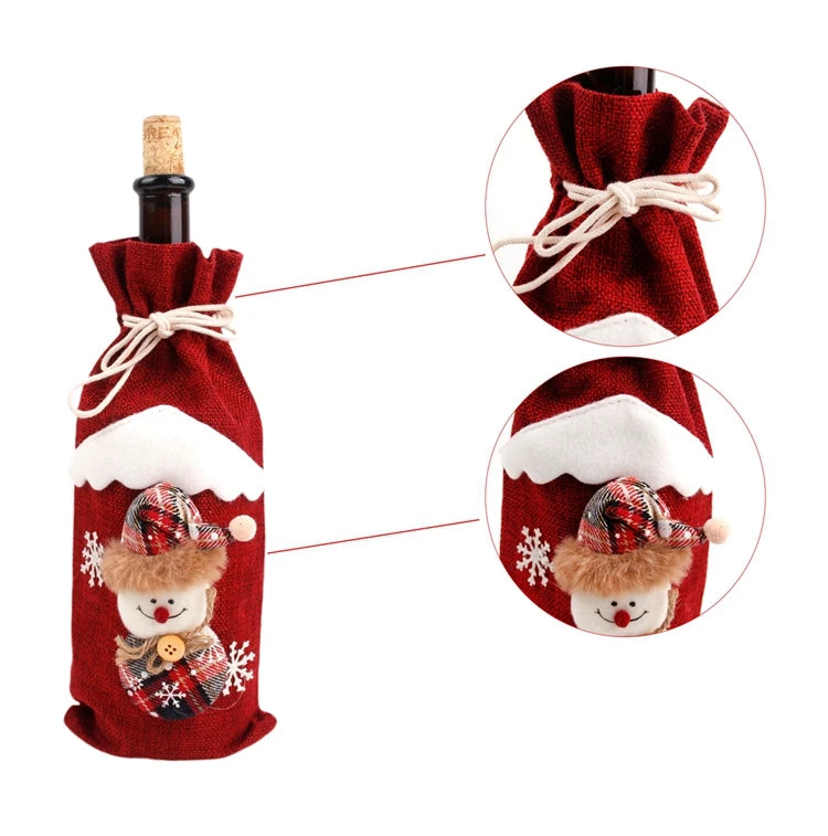 Christmas Wine Bottle Cover – Festive Bottle Decor for Home 2024, Merry Christmas Gift, New Year 2025 Ornament (Copy)