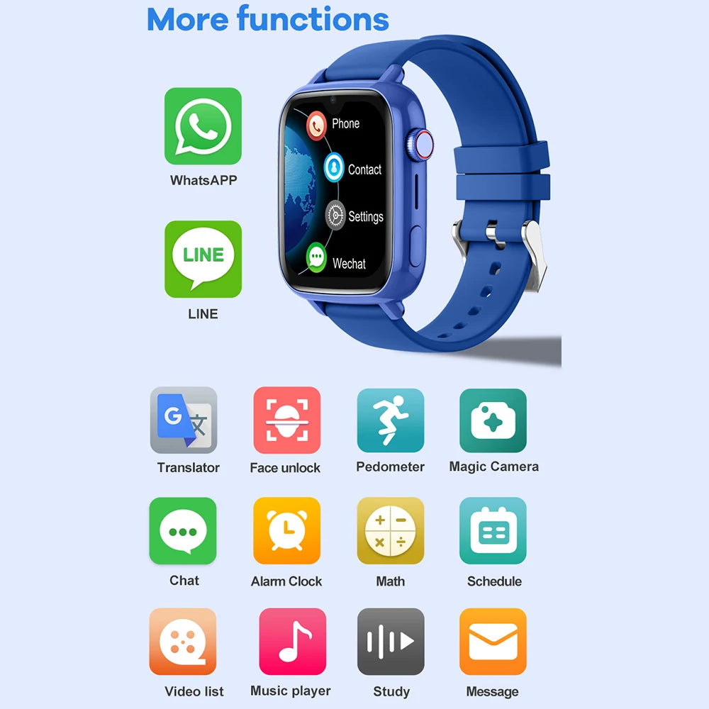 4G Kids Smart Watch – GPS Tracker, WiFi Video Call, SOS, Camera, Child Smartwatch with App Compatibility