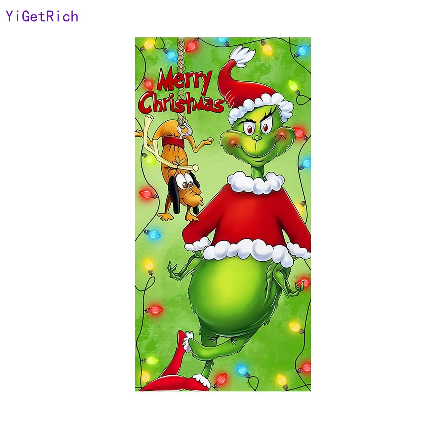 Christmas Door Curtain Banner: Santa Claus & Puppy Outdoor Decoration for Holiday Festivities and Photo Backdrops