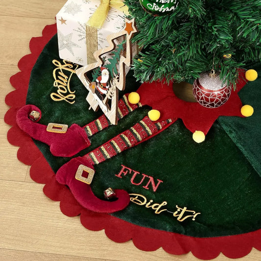 Christmas Tree Decorations Christmas Tree Skirt Red and Green Elf Tree Skirt Elf Tree Apron Decoration Elf Legs Tree Skirt