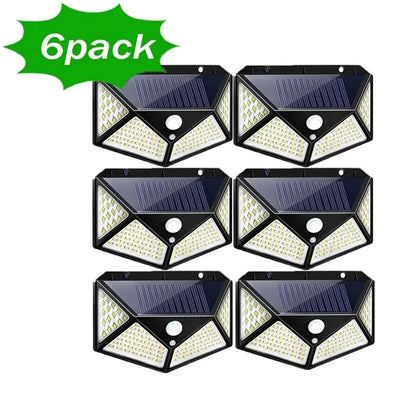 100 LED Solar Wall Lamp with Motion Sensor – Outdoor Waterproof 4-Sided Luminous Light for Garden & Courtyard (1/2/4/6/10PCS)