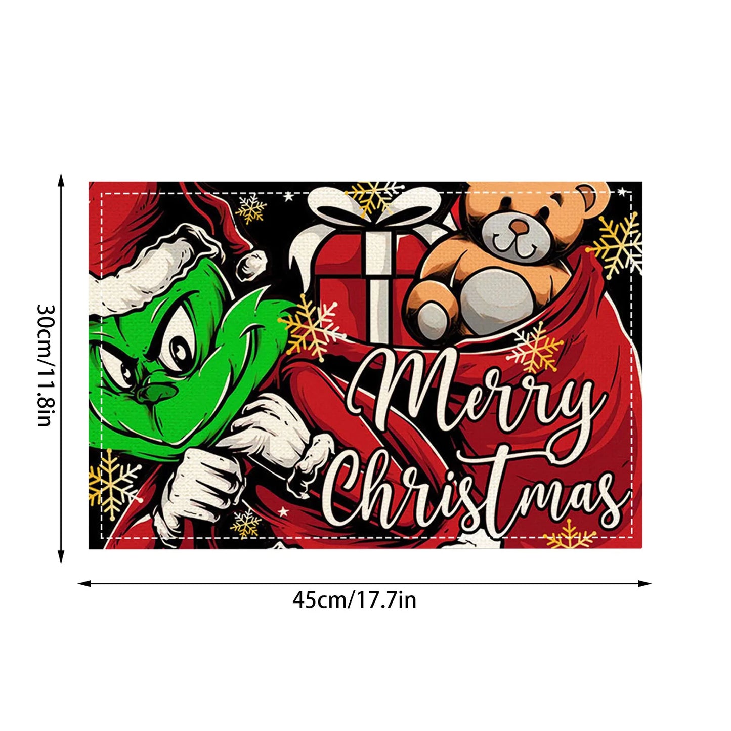 Classic Christmas Party Green Placemats Plaid Layout Suit Decorative Placemats Special Placemats For Christmas And Halloween