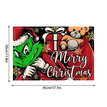 Classic Christmas Party Green Placemats Plaid Layout Suit Decorative Placemats Special Placemats For Christmas And Halloween