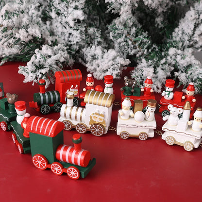 Wooden Train Christmas Ornament – Santa Train Cake Decoration, Festive Table Decor, Kids' Gifts & Party Toy