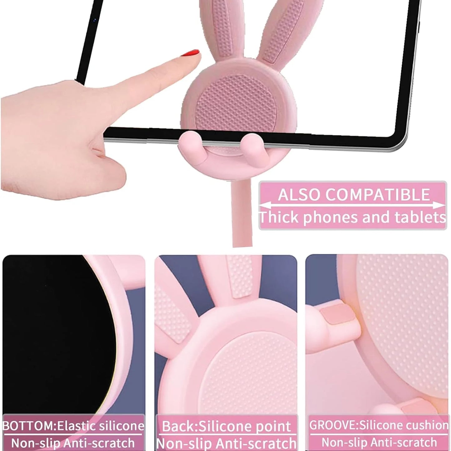 Cartoon Bunny Desktop Phone Holder – Adjustable Telescopic Lifting Stand for Smartphones & Tablets – Fun, Portable Bracket for Hands-Free Viewing