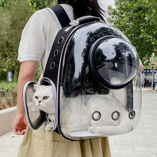 Space Capsule Pet Backpack – Transparent, Breathable Carrier for Cats & Small Dogs – Portable Pet Transport