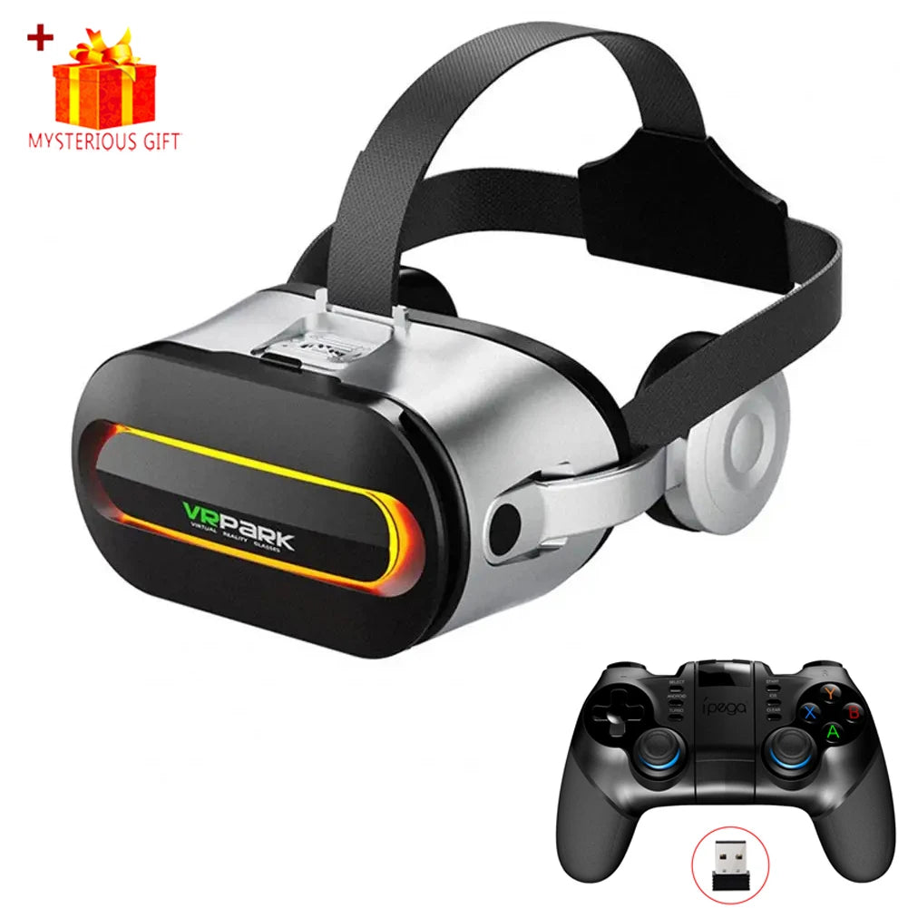 Smartphone VR Glasses Virtual Reality Headset with Bluetooth & Headphones – 3D Goggles for iPhone & Android Mobile Devices