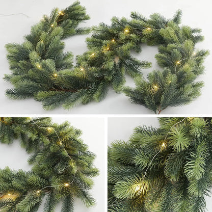 Christmas Garland with Artificial Pine Needles and Pinecones – Rattan Wreath for Table, Staircase, and Home Décor