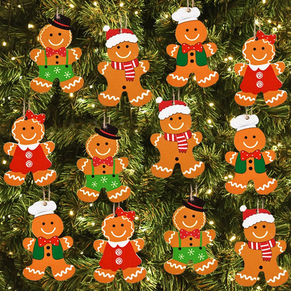 Christmas Gingerbread Man Wooden Pendants – Adorable Tree Hanging Ornaments for 2024 Holiday Decor, Noel & New Year Gifts