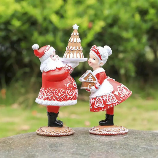 Christmas Resin Santa Claus Figurine: Heart-Warming Gingerbread-Themed Ornament for Shelves & Holiday Decor