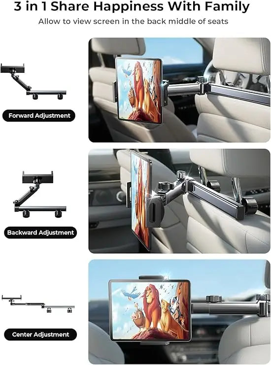 Telescopic Car Rear Pillow Phone Holder – Adjustable Rotating Headrest Bracket for Phones & Tablets (5-13 Inches) – Perfect for Rear Seat Entertainment