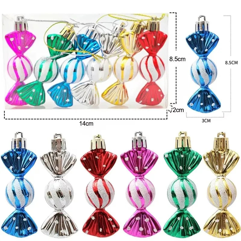 6-Piece Christmas Candy Ball Ornament Set – DIY Holiday Tree and Home Decor Pendants