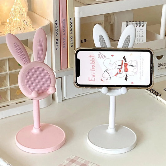 Cartoon Bunny Desktop Phone Holder – Adjustable Telescopic Lifting Stand for Smartphones & Tablets – Fun, Portable Bracket for Hands-Free Viewing