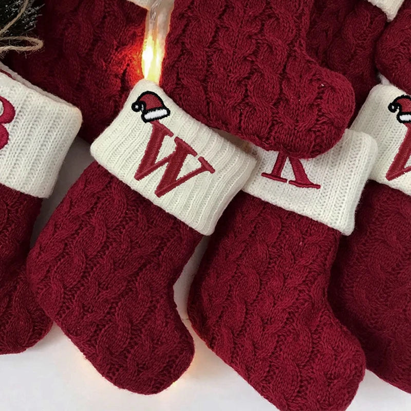 Christmas Alphabet Knitting Socks – Festive Ornaments for Tree & Home Décor