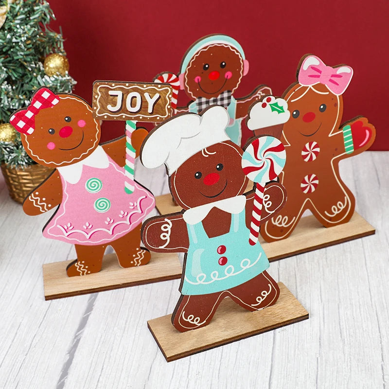 Christmas Gingerbread Man Wooden Decoration: Festive Xmas Cookie Ornament for Home & New Year Gifts