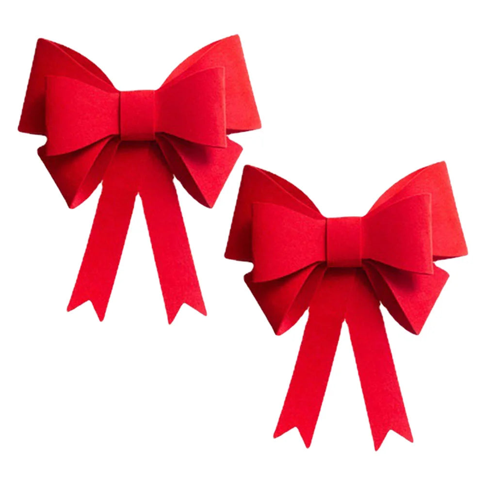 2PCS Curtain Bow Drape Tiebacks – Large Red Bowknot Christmas Tree Ornament for Holiday Decorations, Weddings & Cars