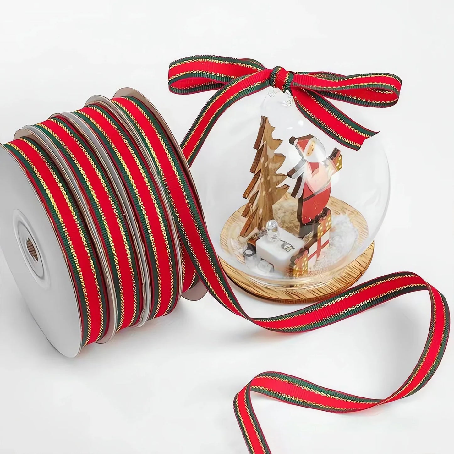 Christmas Red and Green Striped Webbing Ribbon: Festive Gift Packaging & Holiday Decoration