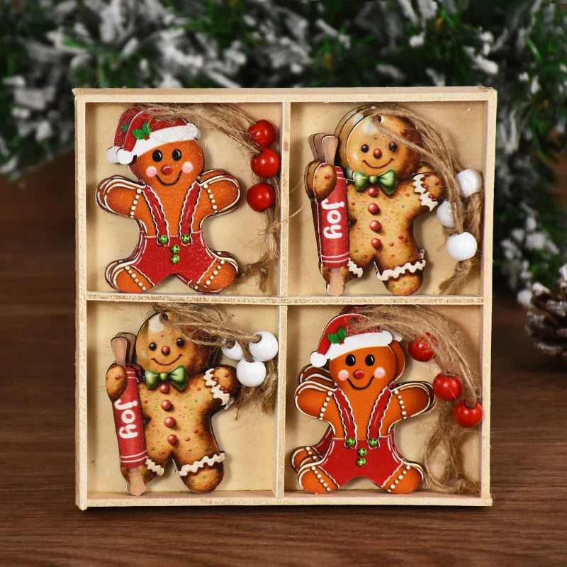 Christmas Gingerbread Man Wooden Pendants – Adorable Tree Hanging Ornaments for 2024 Holiday Decor, Noel & New Year Gifts