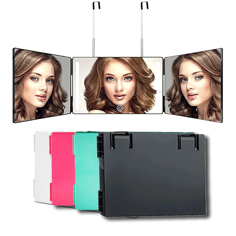 GlowUK™ 3-Way Trifold Mirror with LED Light