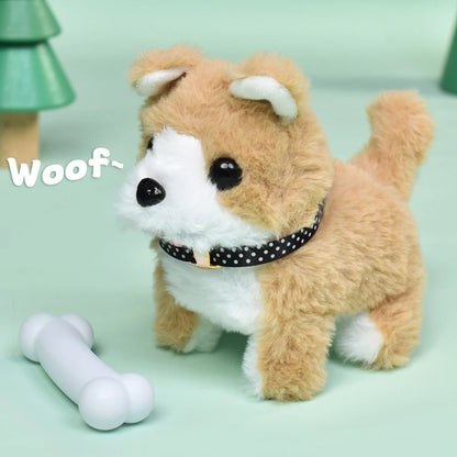 Plush Puppy Toy: Electronic Interactive Pet Dog with Walking & Barking Features, Realistic Stuffed Animal for Children